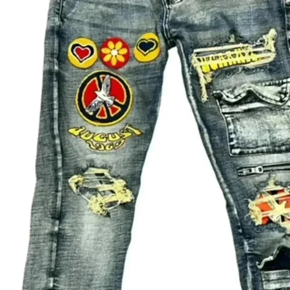 Sugarhill Woodstock Denim Wheat Wash Stretch Taper Distressed Jeans Men's sz 30 - Picture 3 of 12